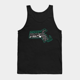 Massachusetts Barnstable cute map Lowell Lawrence Lynn Worcester Springfield Tank Top